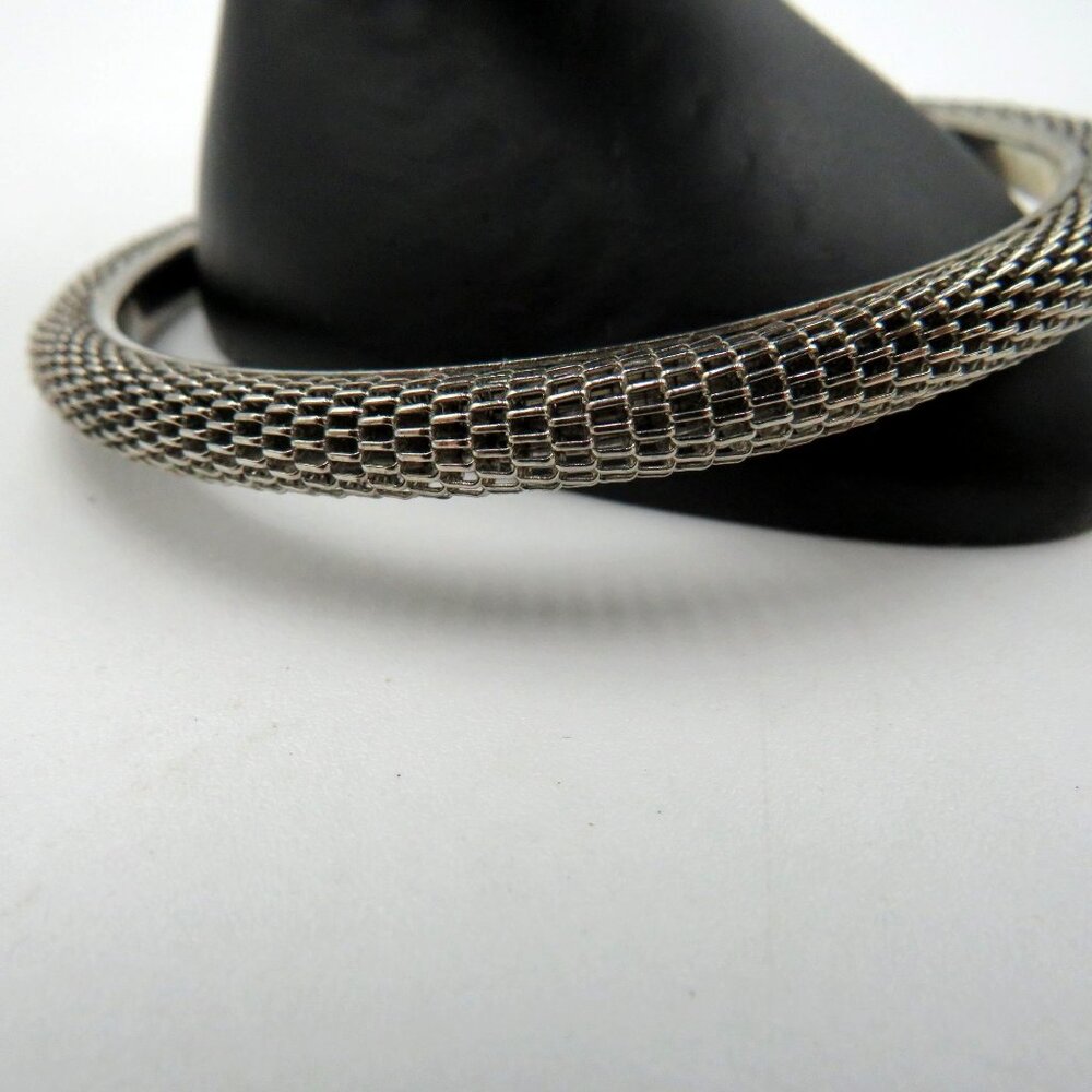 Vintage Filigree Chain Silver-Tone‎ Mesh Design Bangle Bracelet